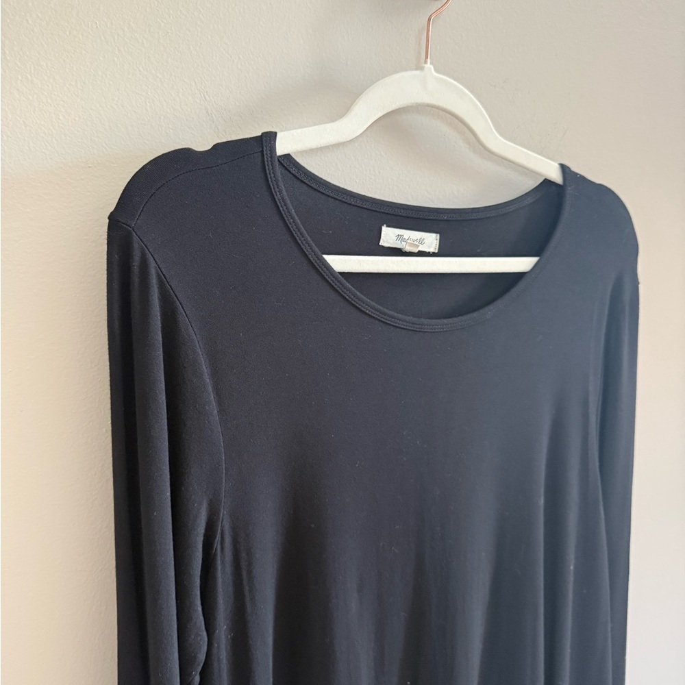 Madewell • Black Long Sleeve Shift Tunic Dress XL Basic Capsule Wardrobe Piece - Picture 3 of 7